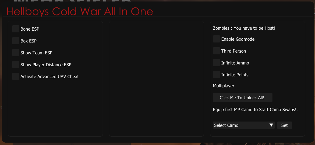 COLD WAR AIO MENU